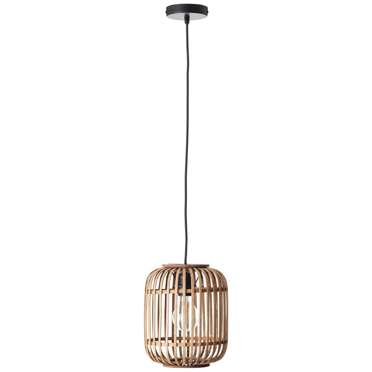 Woodrow Ø22 Natur hängelampe Von Brilliant - Hergestellt aus nachwachsendem und umweltfreundlichem Bambus, schafft diese Lampe eine gemütliche Atmosphäre im Raum, egal ob sie über dem Sofa oder dem Esstisch platziert wird.
