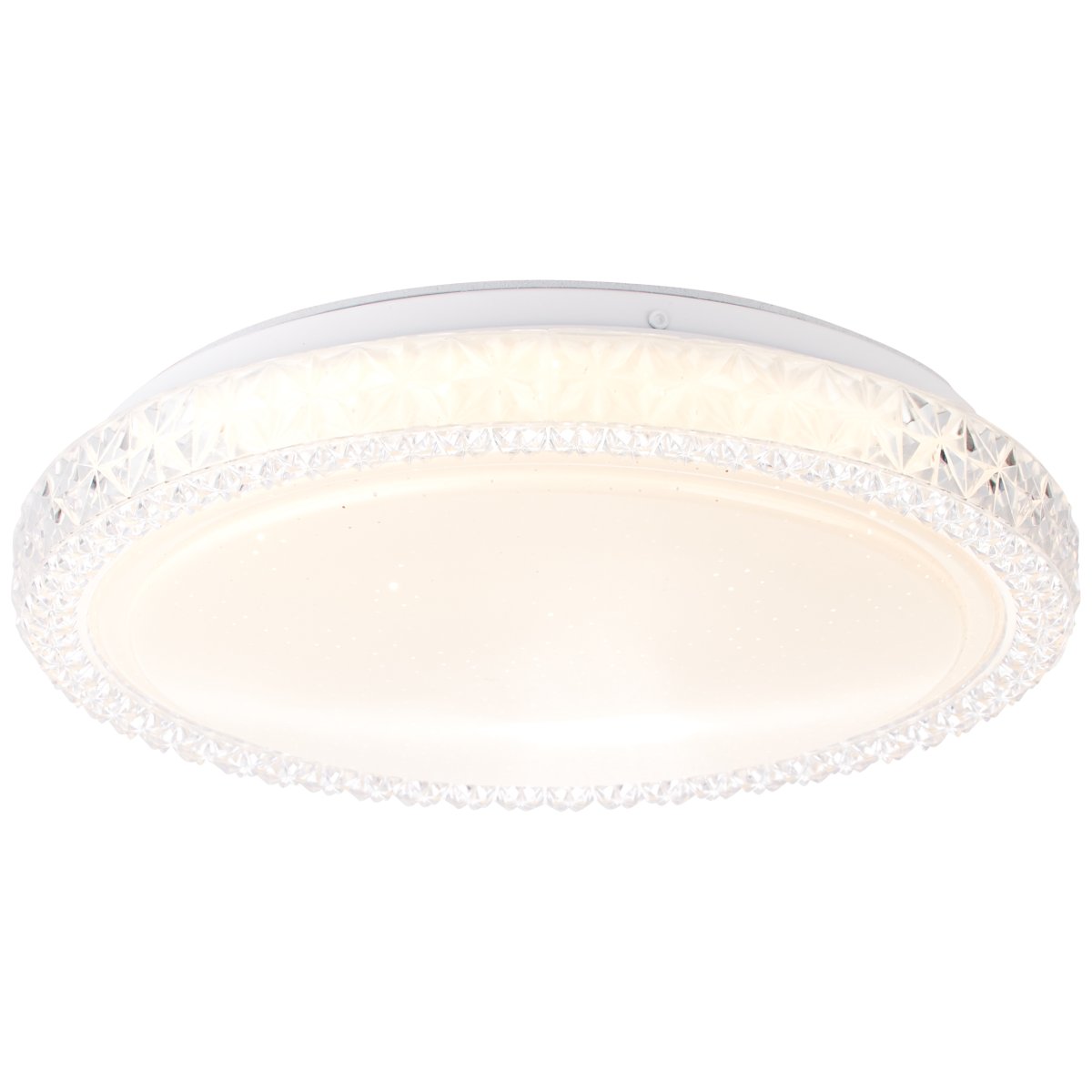 Badria Ø30 Weiß deckenleuchte Von Brilliant - Der Sternenhimmel-Effekt der Lampe mit kleinen transparenten Punkten in der Abdeckung sorgt für eine funkelnde, gemütliche Atmosphäre und eignet sich daher besonders für Schlaf- und Kinderzimmer.