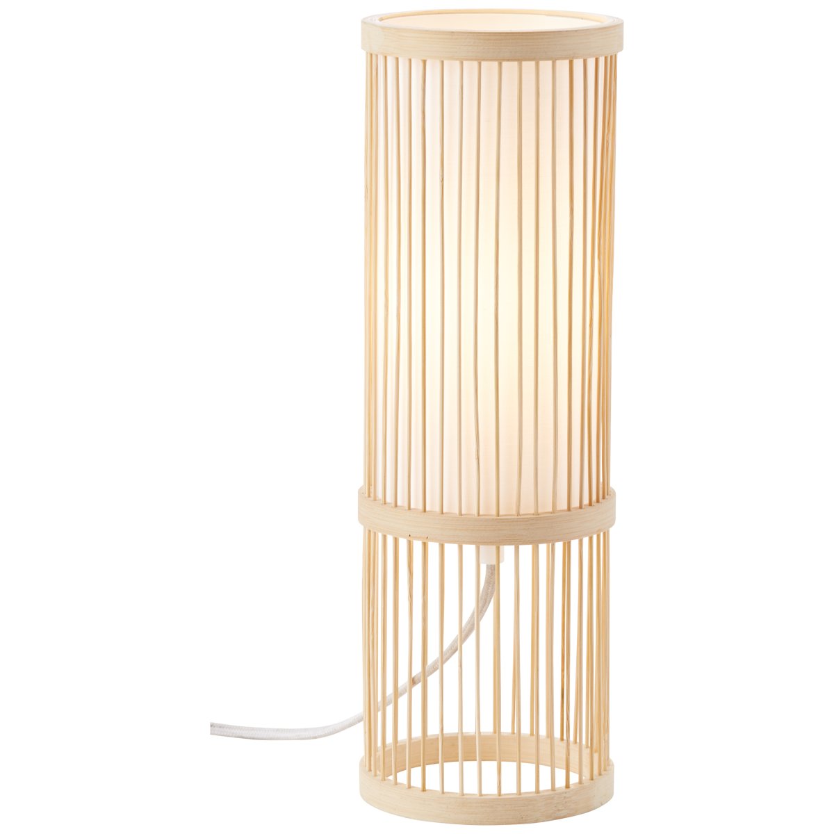Nori 36cm Natur tischlampe Von Brilliant - Hergestellt aus umweltfreundlichem Bambus und edlem Textil, schafft es eine einladende und harmonische Atmosph&auml;re.