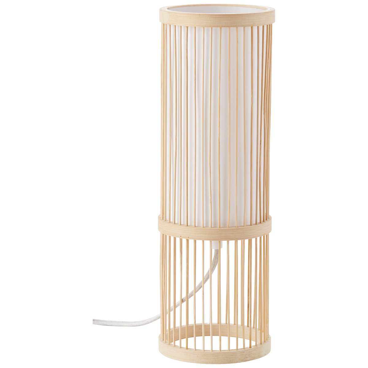 Nori 36cm Natur tischlampe Von Brilliant - Hergestellt aus umweltfreundlichem Bambus und edlem Textil, schafft es eine einladende und harmonische Atmosph&auml;re.