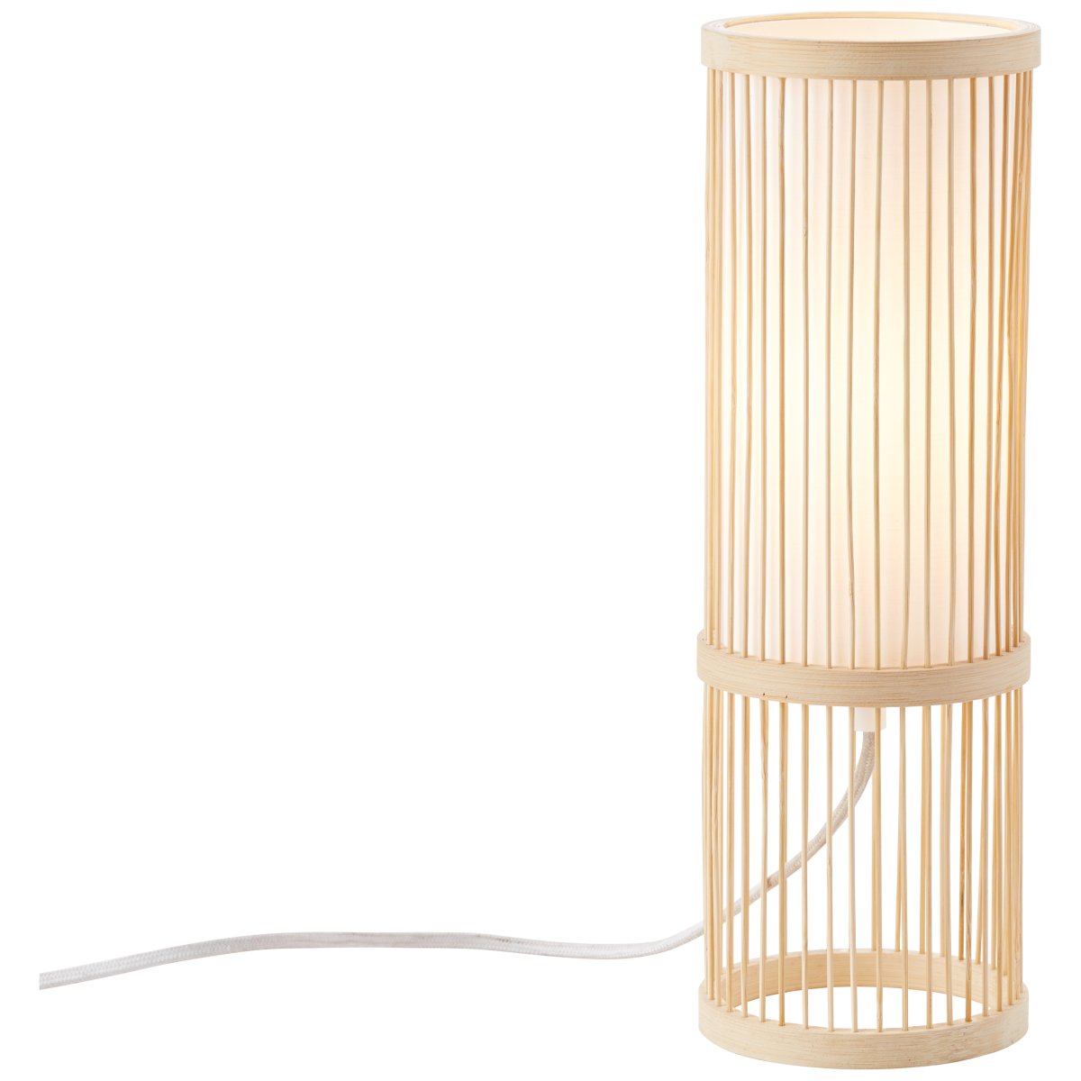 Nori 36cm Natur tischlampe Von Brilliant - Hergestellt aus umweltfreundlichem Bambus und edlem Textil, schafft es eine einladende und harmonische Atmosph&auml;re.