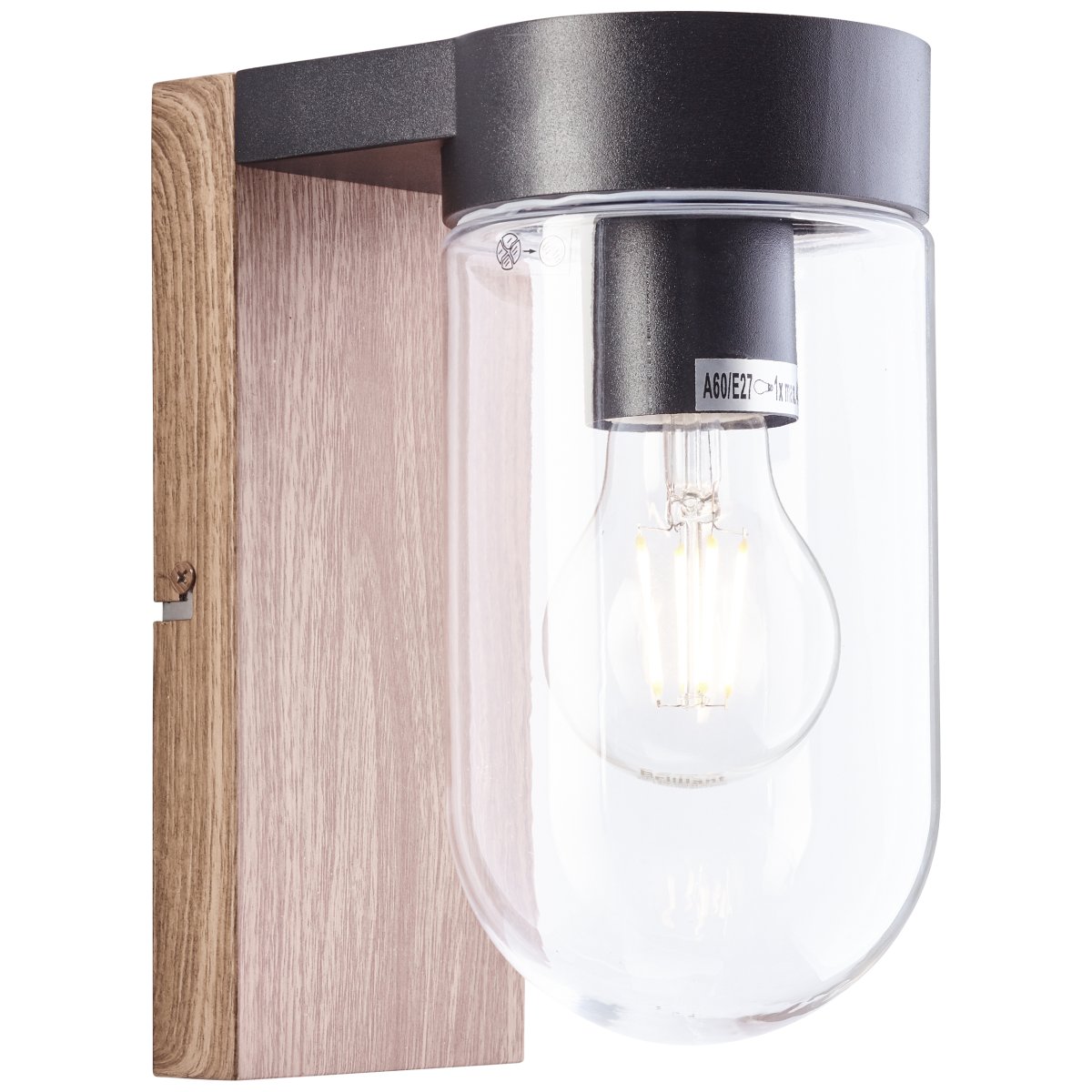 Cabar Dunkles Holz außenlampe Von Brilliant - Cabar ist eine Außenwandleuchte, die für eine perfekte Beleuchtung am Eingang oder an der Terrassentür sorgt und so die Sicherheit im Dunkeln erhöht.