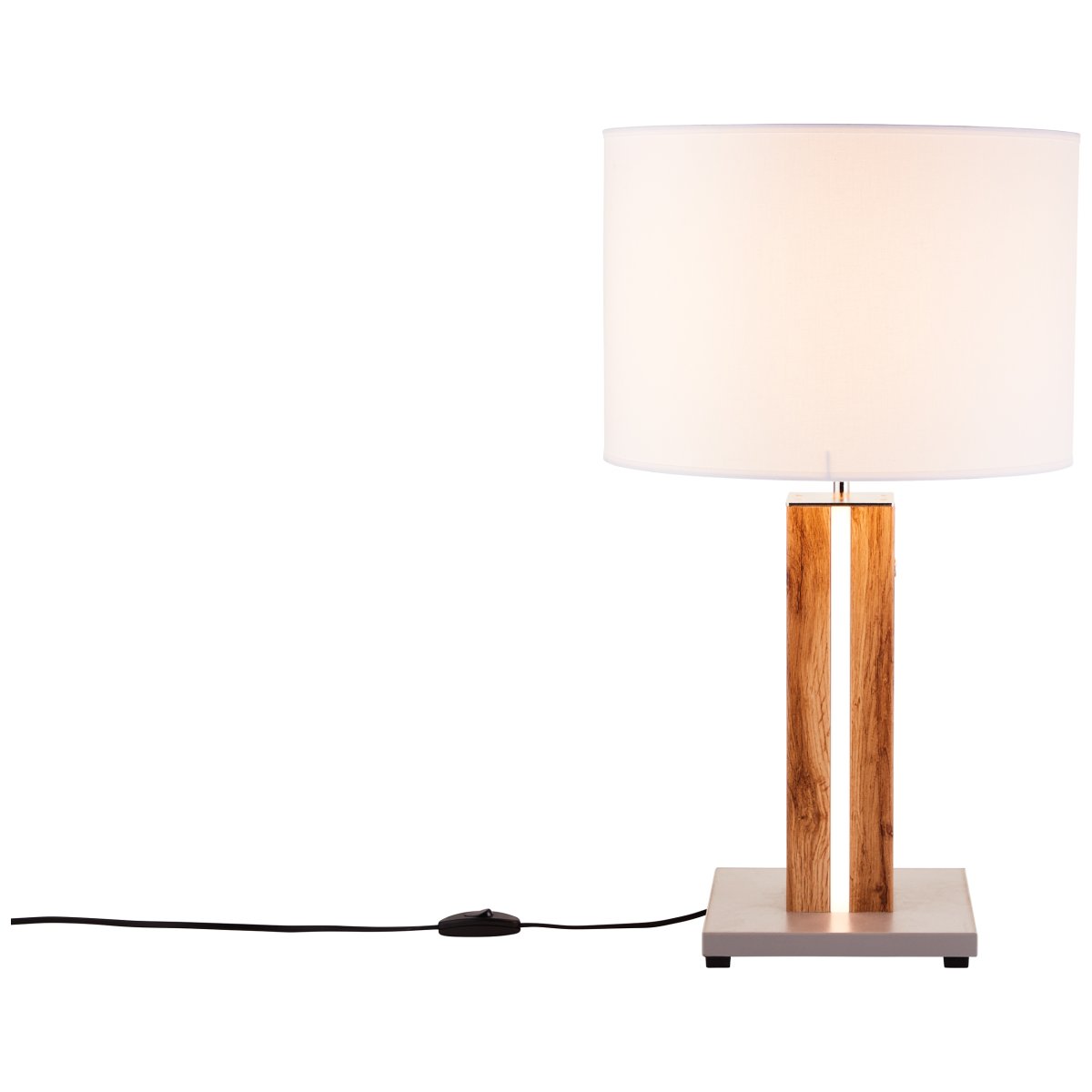 Magnus 55cm Helles Holz tischlampe Von Brilliant - Die Tischlampe Magnus vereint Funktion und Stil mit ihrem Holzbein, das &uuml;ber eine integrierte dimmbare LED-Beleuchtung mit warmwei&szlig;em Licht verf&uuml;gt.