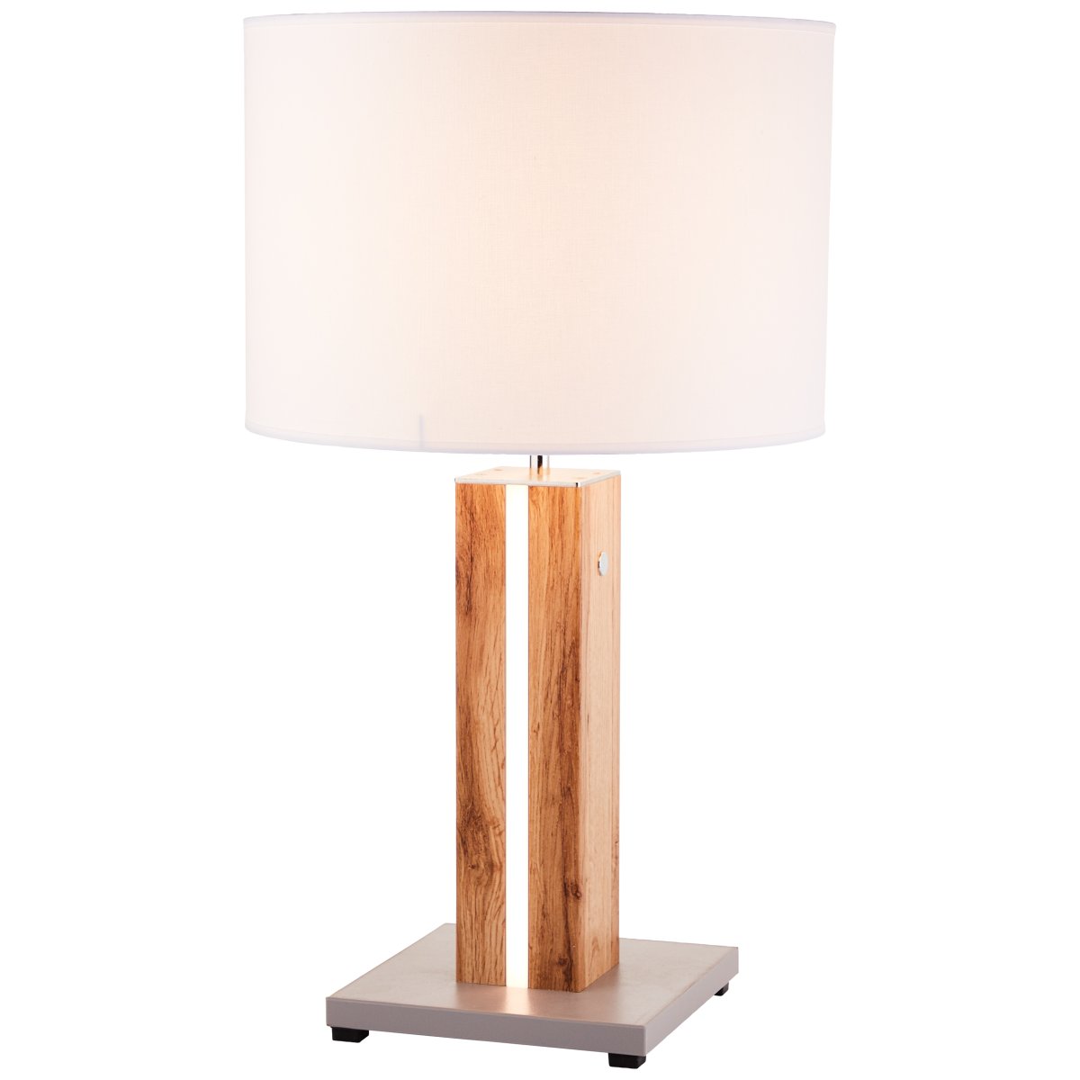 Magnus 55cm Helles Holz tischlampe Von Brilliant - Die Tischlampe Magnus vereint Funktion und Stil mit ihrem Holzbein, das &uuml;ber eine integrierte dimmbare LED-Beleuchtung mit warmwei&szlig;em Licht verf&uuml;gt.