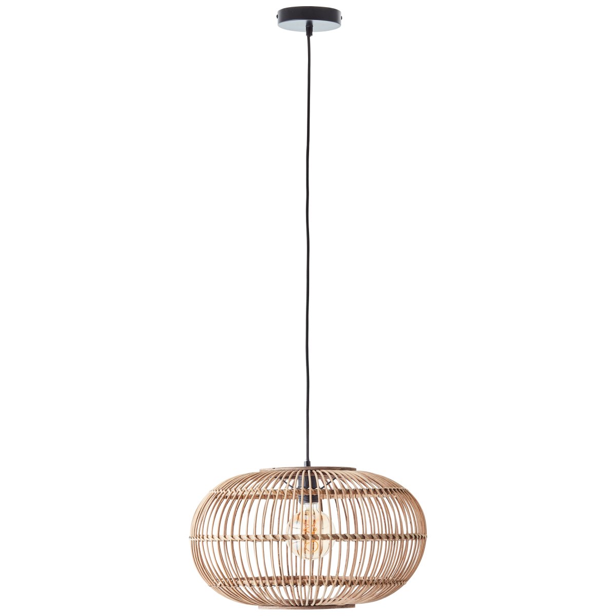 Woodball Ø45 Natur hängelampe Von Brilliant - Durch die Holzlamellen verbreitet die Lichtquelle ein angenehmes Licht und sorgt f&uuml;r eine einladende Atmosph&auml;re beispielsweise &uuml;ber dem Esstisch oder im Wohnzimmer.