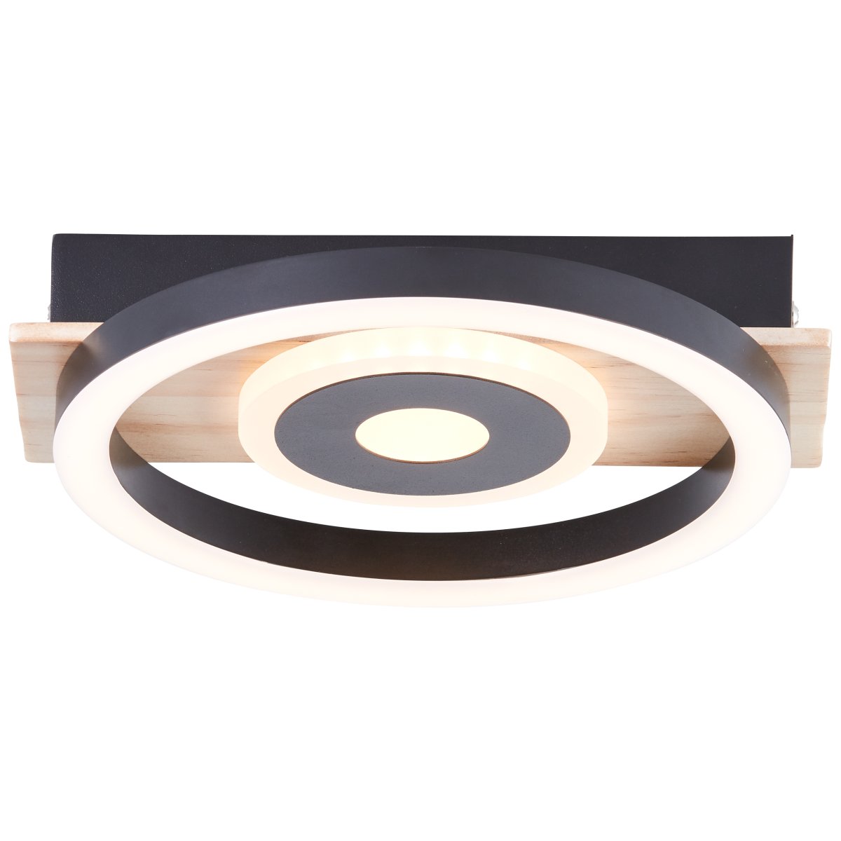 Maureen 22cm Schwarz deckenleuchte Von Brilliant - Die Deckenlampe vereint eine nat&uuml;rliche Holzoptik mit modernem Design und passt perfekt in Flur, Wohnzimmer oder Schlafzimmer.
