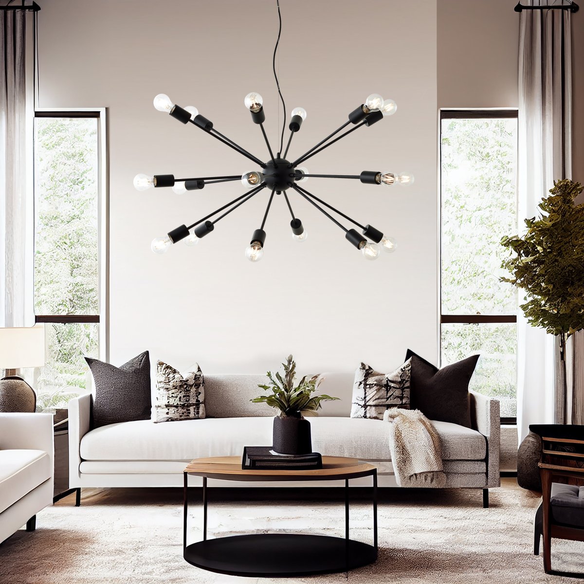 Dree Ø90 Mattschwarz hängelampe Von Brilliant - Mit einem Durchmesser von 90 cm und einem eleganten schwarzen Finish passt es perfekt in jedes moderne Interieur.