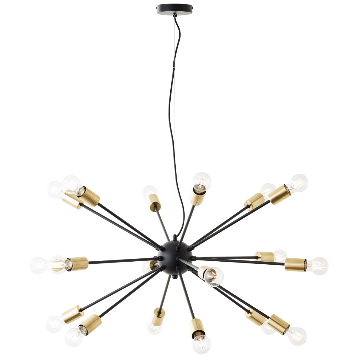 Dree Ø90 Mattschwarz hängelampe Von Brilliant - Mit einem Durchmesser von 90 cm und einem eleganten Finish in Schwarz und Gold passt er perfekt in jedes moderne Interieur.