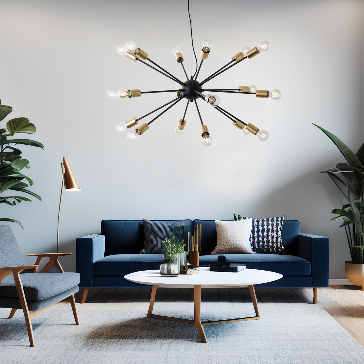 Dree Ø90 Mattschwarz hängelampe Von Brilliant - Mit einem Durchmesser von 90 cm und einem eleganten Finish in Schwarz und Gold passt er perfekt in jedes moderne Interieur.