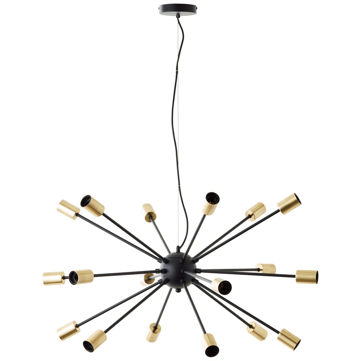 Dree Ø90 Mattschwarz hängelampe Von Brilliant - Mit einem Durchmesser von 90 cm und einem eleganten Finish in Schwarz und Gold passt er perfekt in jedes moderne Interieur.