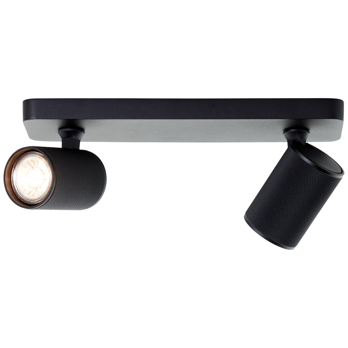 Marty 2 Sandschwarz spotlight Von Brilliant - Die Lampe verfügt über GU10-Fassungen und wird mit dimmbaren Lichtquellen geliefert, die ein warmweißes Licht abgeben.