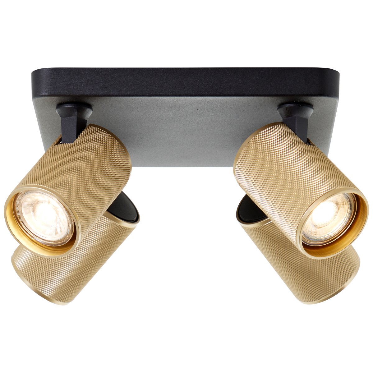 Marty 4 Sandschwarz spotlight Von Brilliant - Die Lampe verf&uuml;gt &uuml;ber GU10-Fassungen und wird mit dimmbaren Lichtquellen geliefert, die ein warmwei&szlig;es Licht abgeben.