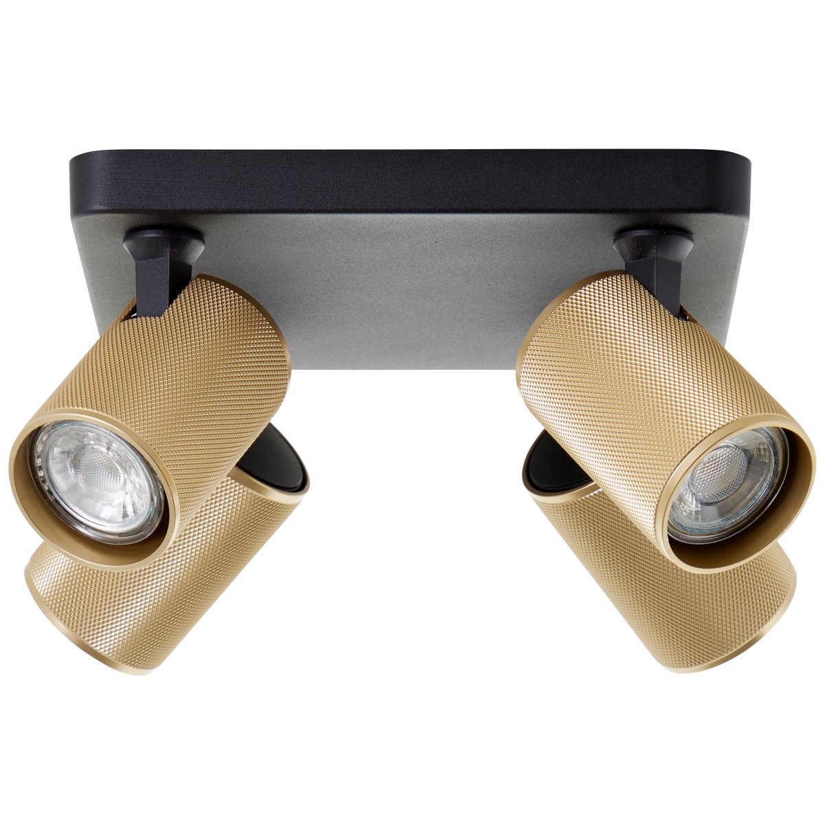 Marty 4 Sandschwarz spotlight Von Brilliant - Die Lampe verf&uuml;gt &uuml;ber GU10-Fassungen und wird mit dimmbaren Lichtquellen geliefert, die ein warmwei&szlig;es Licht abgeben.