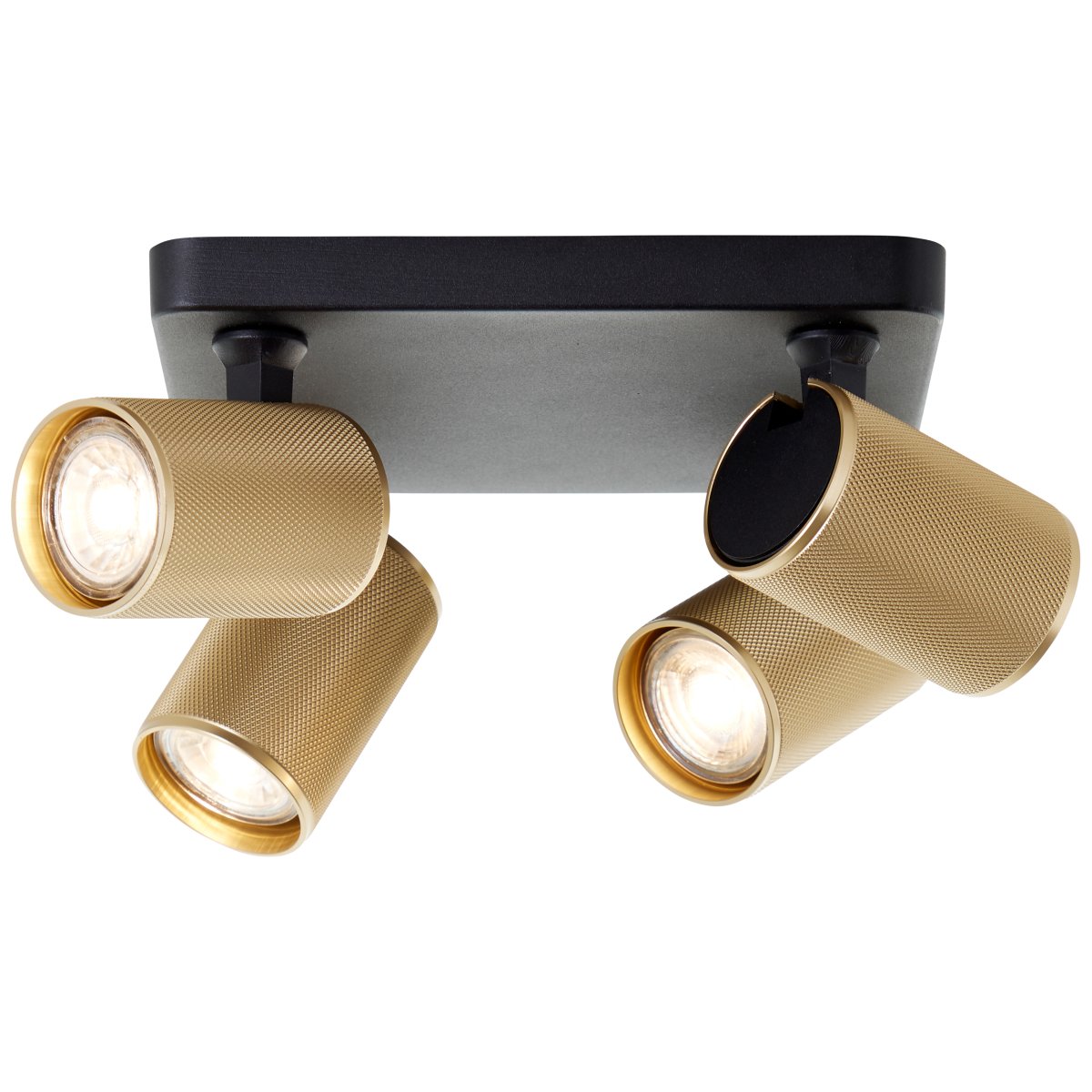 Marty 4 Sandschwarz spotlight Von Brilliant - Die Lampe verf&uuml;gt &uuml;ber GU10-Fassungen und wird mit dimmbaren Lichtquellen geliefert, die ein warmwei&szlig;es Licht abgeben.