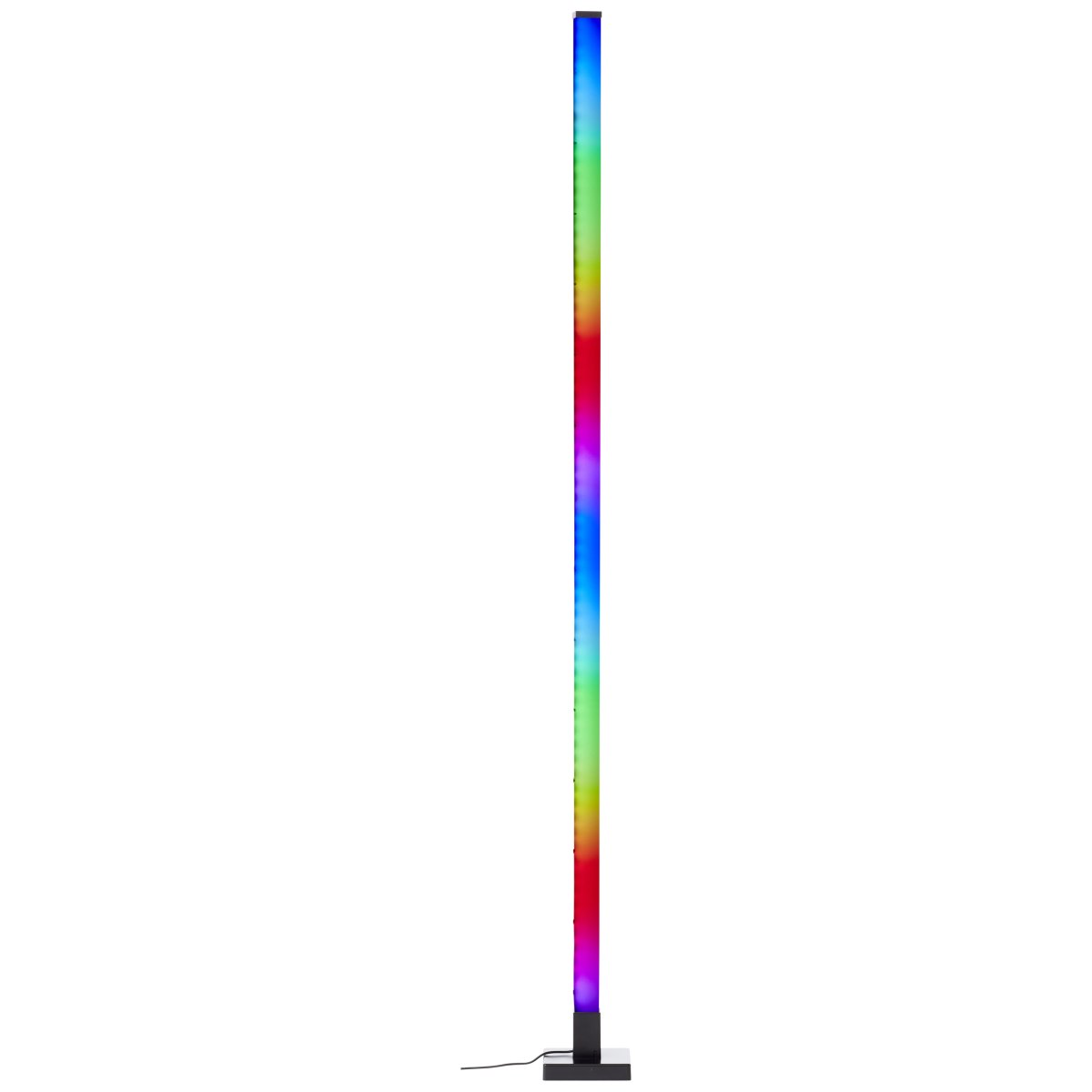 Neele Schwarz stehlampe Von Brilliant - Die LED-Stehleuchte Neele mit RGB-Beleuchtung sorgt für ein dynamisches Lichtspiel, das sich an unterschiedliche Stimmungen und Farbkombinationen anpassen lässt.