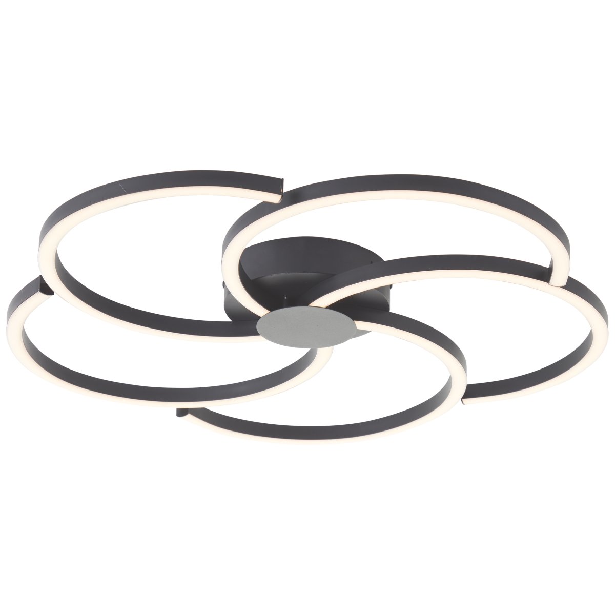 Fico Ø52 Schwarz deckenleuchte Von Brilliant - Sie hat einen Durchmesser von 52 cm und eine Helligkeit von 3300 Lumen, die in jedem Raum für eine helle und einladende Atmosphäre sorgt.