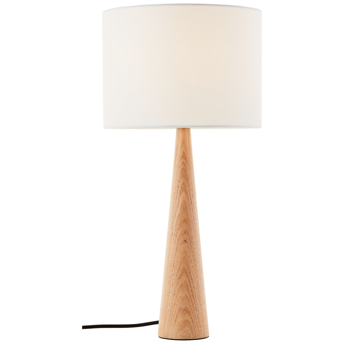 Kirou 50cm Holz tischlampe Von Brilliant - Diese elegante Tischlampe mit weißem Schirm und natürlichem Holzsockel schafft eine warme und einladende Atmosphäre in Ihrem Zuhause.