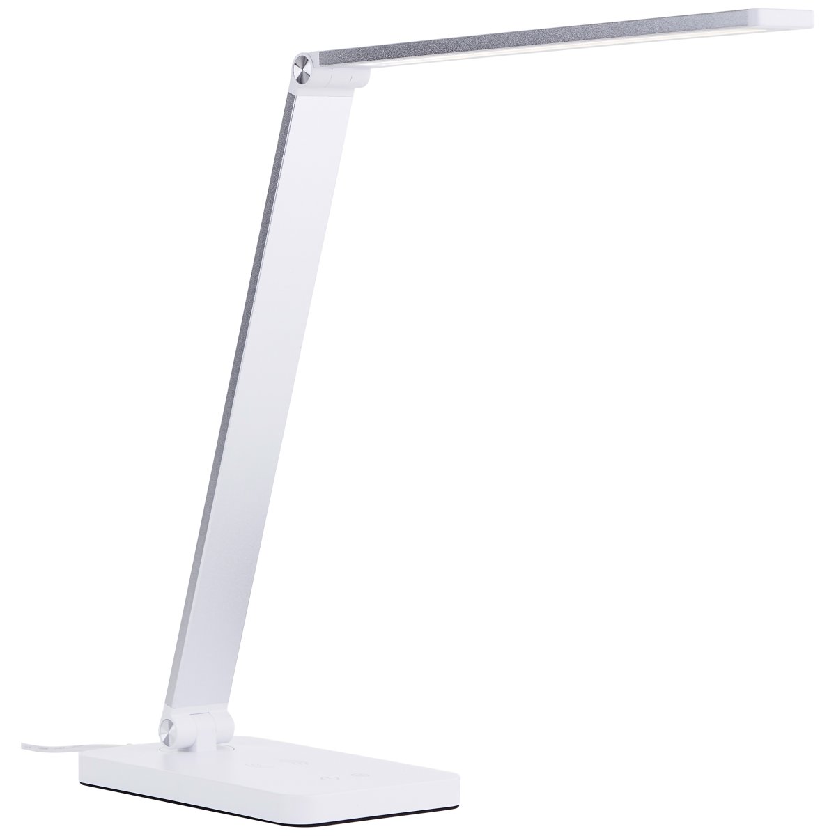 Florence 38cm Weiß schreibtischlampe Von Brilliant - Die Leuchte verfügt über einen 3-Stufen-Touchdimmer zur Regulierung der Helligkeit und bietet sowohl warm- als auch tageslichtweißes Licht.