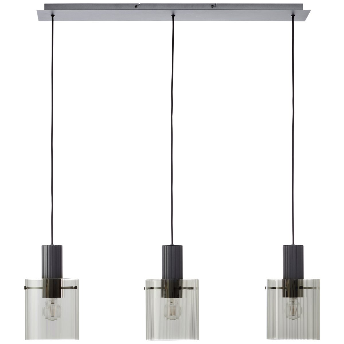 Riffelini 98cm Anthrazit hängelampe Von Brilliant - Sein klares Glas erzeugt ein einladendes und modernes Licht, das perfekt &uuml;ber den Esstisch oder ins Wohnzimmer passt.