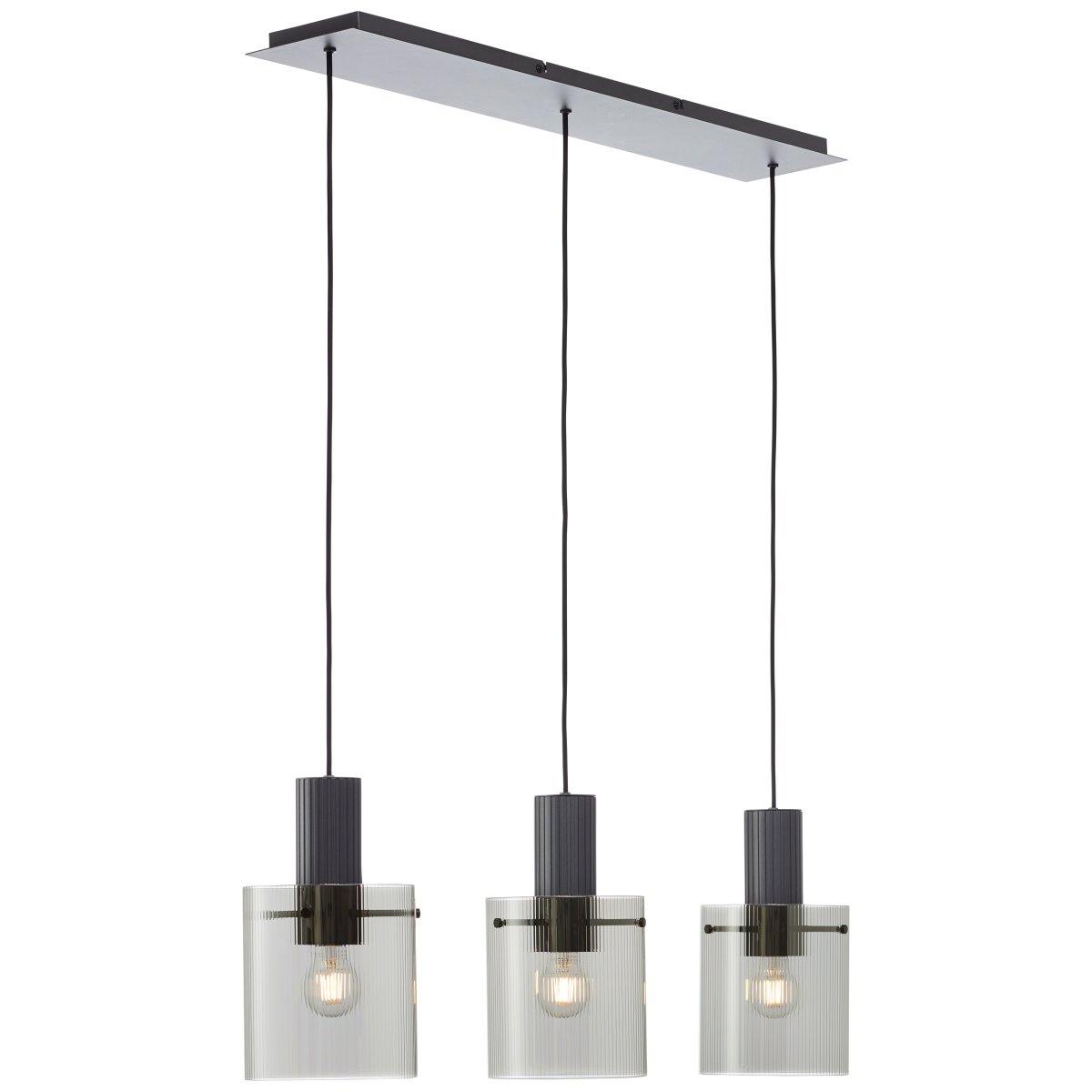 Riffelini 98cm Anthrazit hängelampe Von Brilliant - Sein klares Glas erzeugt ein einladendes und modernes Licht, das perfekt &uuml;ber den Esstisch oder ins Wohnzimmer passt.