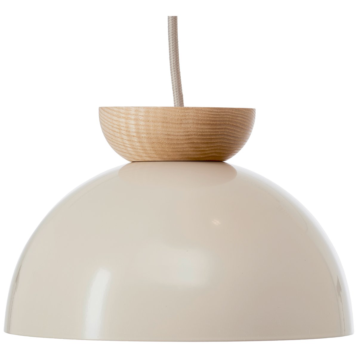 Nalam Ø45 Beige hängelampe Von Brilliant - Aus Metall und Holz gefertigt, verleiht es jedem Raum einen stilvollen und warmen Eindruck.