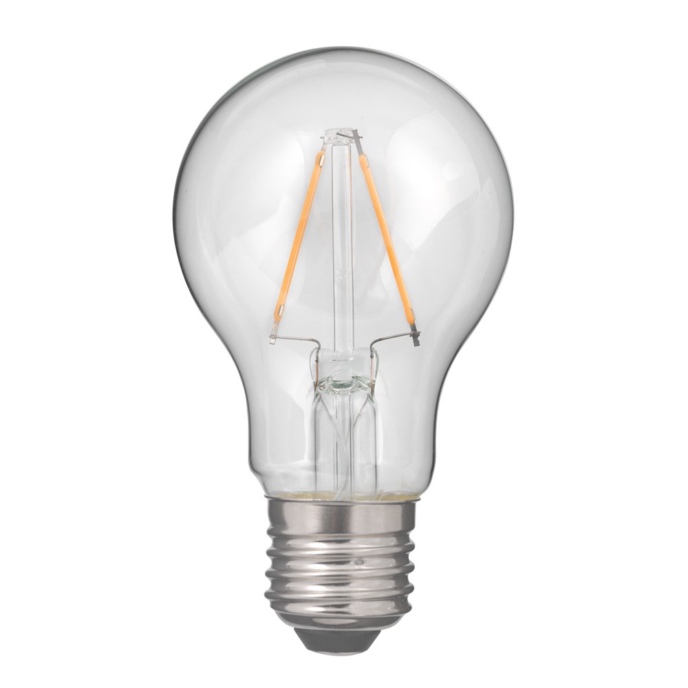 E27 normal 2W 2700K Transparent Von Unison - Das Design der Lampe erinnert an die klassische Glühlampe, verfügt jedoch über moderne LED-Technologie für geringeren Energieverbrauch und lange Lebensdauer – ideal für dekorative Leuchten.