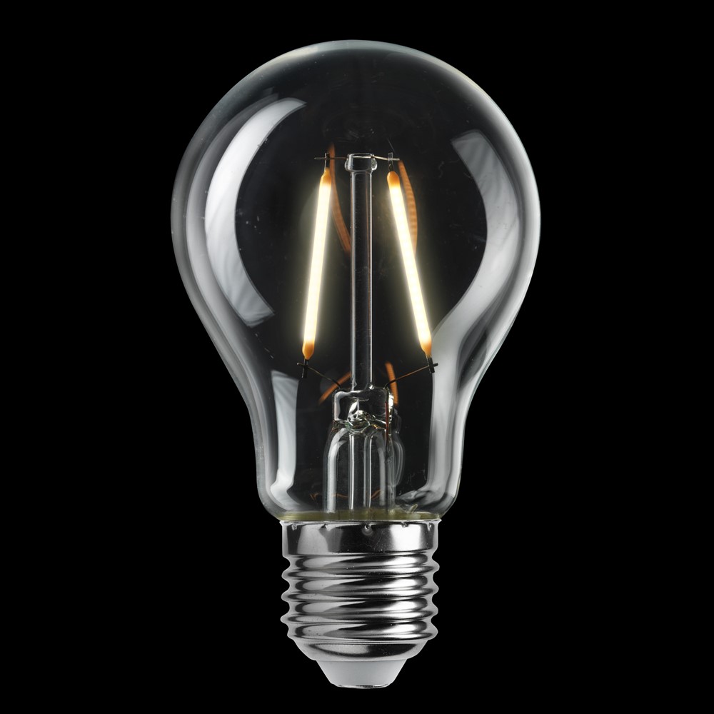 E27 normal 2W 2700K Transparent Von Unison - Das Design der Lampe erinnert an die klassische Glühlampe, verfügt jedoch über moderne LED-Technologie für geringeren Energieverbrauch und lange Lebensdauer – ideal für dekorative Leuchten.