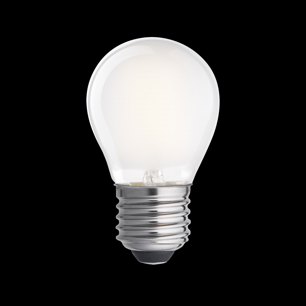 LED E27 Kugellampe matt 0,8W 2700K Weiß Von Unison - Die matte Oberfl&auml;che reduziert Blendeffekte und sorgt f&uuml;r eine gleichm&auml;&szlig;ige Lichtverteilung, perfekt f&uuml;r dekorative Lampen und die Allgemeinbeleuchtung im Haus.