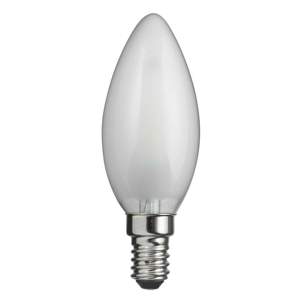 LED E14 Kerzenlampe matt 2W 2700K Weiß Von Unison - Die elegante Kronleuchterform und die matte Oberfl&auml;che machen ihn ideal f&uuml;r Kronleuchter und andere dekorative Vorrichtungen, bei denen eine stimmungsvolle und energieeffiziente Beleuchtung erforderlich ist.