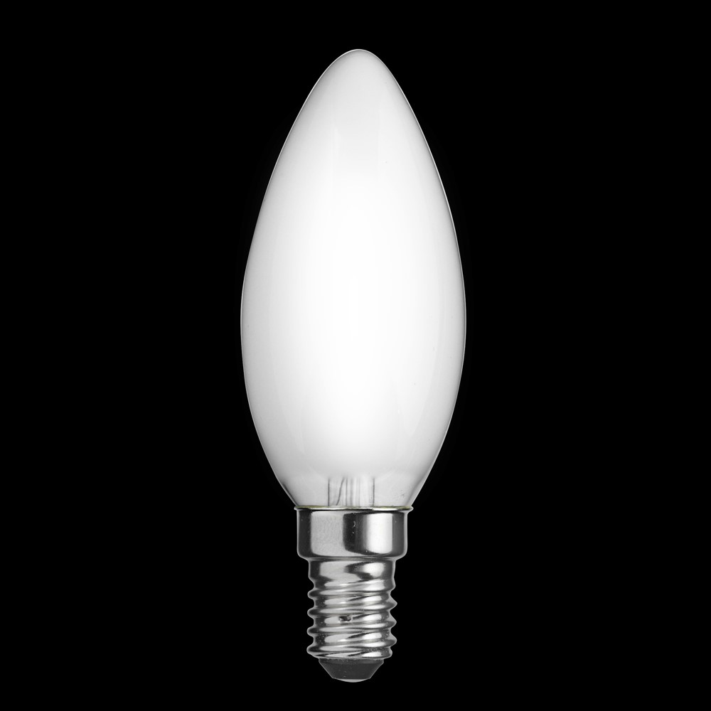 LED E14 Kerzenlampe matt 0,8W 2700K Weiß Von Unison - Die elegante Kronleuchterform und die matte Oberfl&auml;che machen ihn ideal f&uuml;r Kronleuchter und andere dekorative Vorrichtungen, bei denen eine stimmungsvolle und energieeffiziente Beleuchtung erforderlich ist.