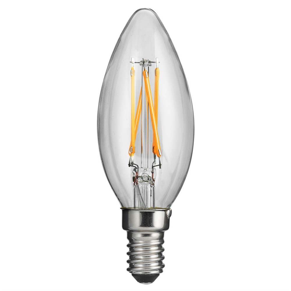 LED E14 Kerzenlampe 4W 2700K Transparent Von Unison - Mit einem Effekt von 4W und einem warmen, weichen Licht von 2700K schafft es eine gem&uuml;tliche Atmosph&auml;re in modernen und klassischen Umgebungen.
