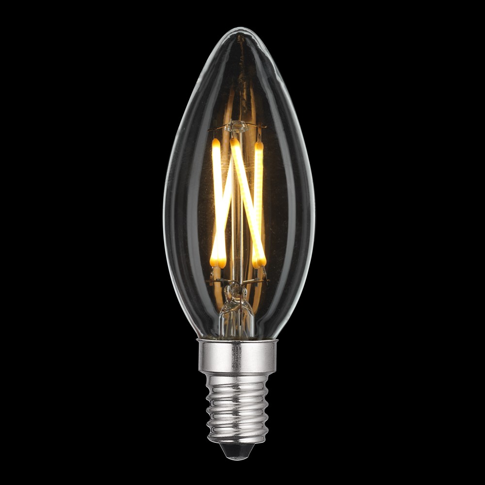 LED E14 Kerzenlampe 4W 2700K Transparent Von Unison - Mit einem Effekt von 4W und einem warmen, weichen Licht von 2700K schafft es eine gem&uuml;tliche Atmosph&auml;re in modernen und klassischen Umgebungen.