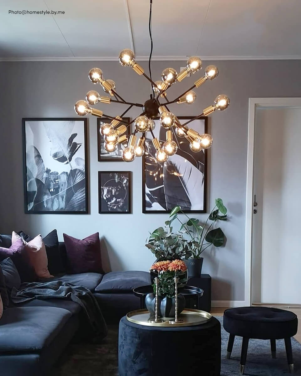 Heroes Ø80 Schwarz hängelampe Von By Rydéns - Dank dieser Vielzahl an Leuchtmitteln erzeugen wir ein fantastisches, warmes Licht im Raum.