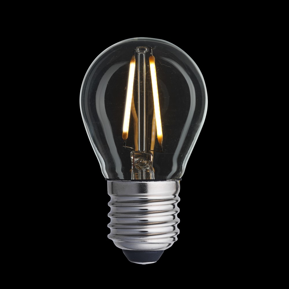 LED E27 Kugellampe 2W 2700K Transparent Von Unison - Perfekt f&uuml;r dekorative Leuchten und kleinere Lampen, bei denen Sie eine energieeffiziente und stimmungsvolle Beleuchtung w&uuml;nschen.