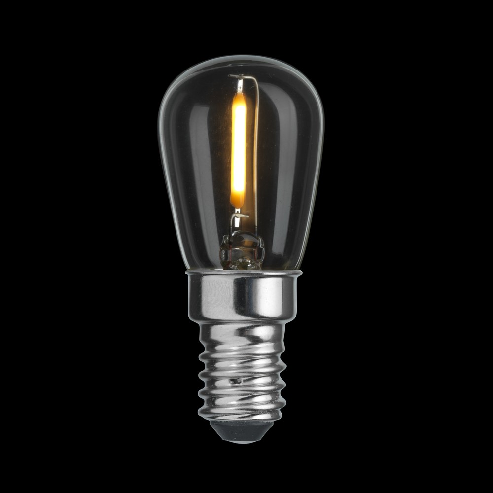 E14 Birnenlampe 0,8W 2700K Transparent Von Unison - Die CLASSIC Birnen-Lichtquelle E14 ist klar und hat eine Leistung von 0,8 W und ein warmes Licht von 2700 K.