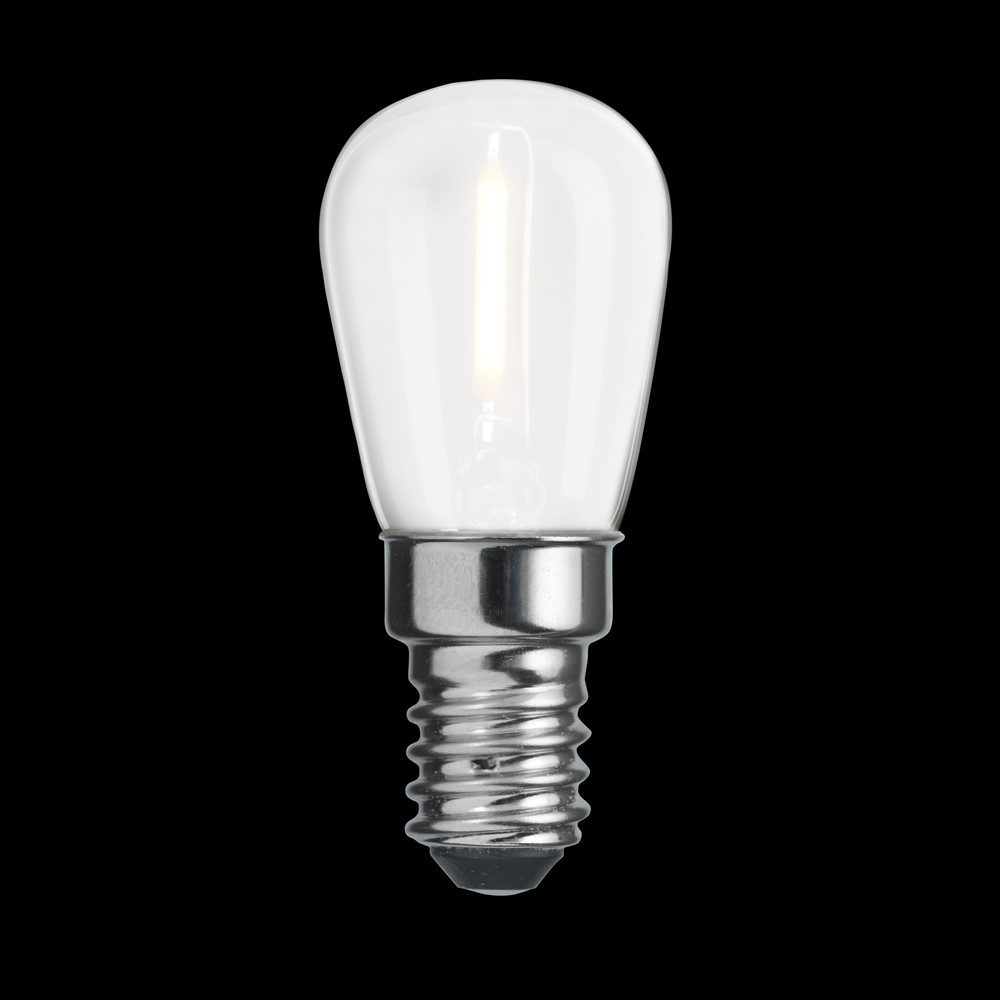 E14 Birnenlampe matt 0,8W 2700K Weiß Von Unison - Die kompakte Birnenform und die matte Oberfl&auml;che machen es ideal f&uuml;r kleinere Vorrichtungen und dekorative Installationen, bei denen eine diskrete und energieeffiziente Beleuchtung erforderlich ist.