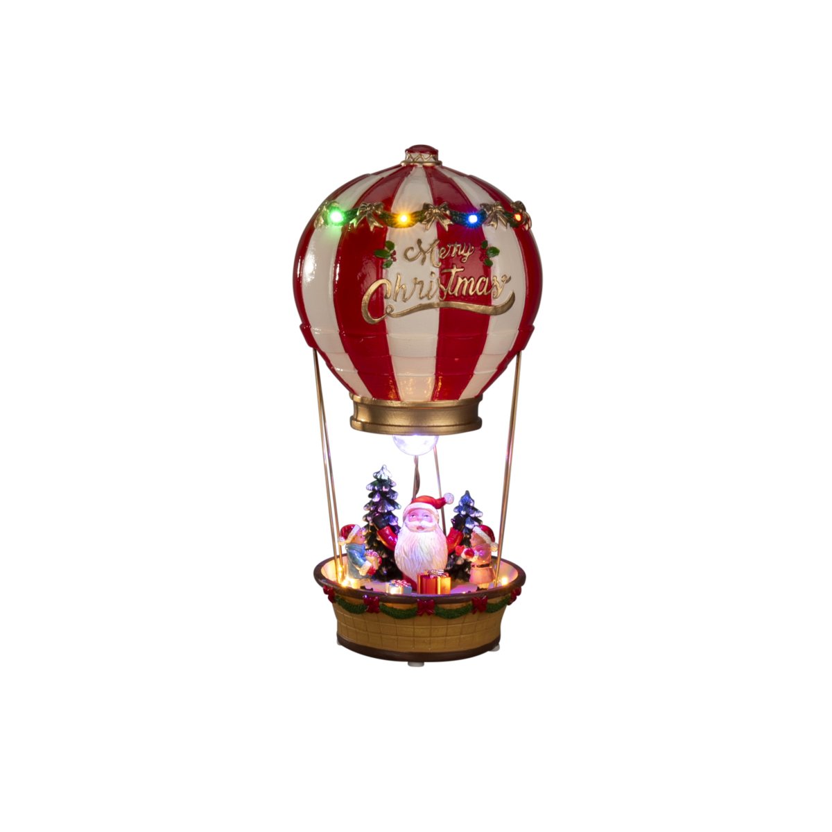 Weihnachtsmann im Heißluftballon 32cm Mehrfarbig Von Konstsmide - Die Dekoration ist aus Kunststoff gefertigt und verf&uuml;gt &uuml;ber eine integrierte LED-Beleuchtung mit 11 Dioden, die in verschiedenen Farben leuchten und ein stimmungsvolles Licht erzeugen.
