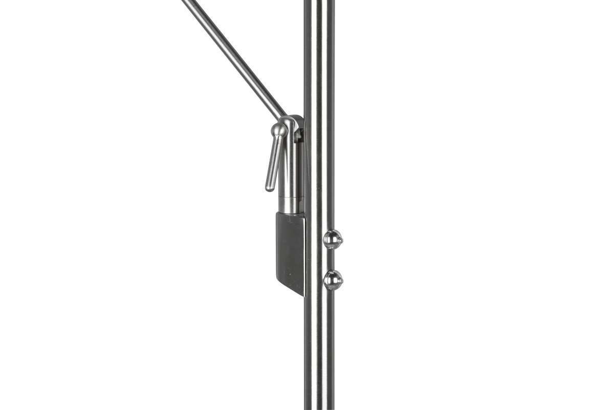 Brantford Gebürsteter Stahl stehlampe Von Trio Lighting - Mit dem integrierten Sensordimmer können Sie Helligkeit und Farbe einfach anpassen, während die Hauptlichtquelle und der Lesearm für eine flexible Beleuchtung separat verwendet werden können.