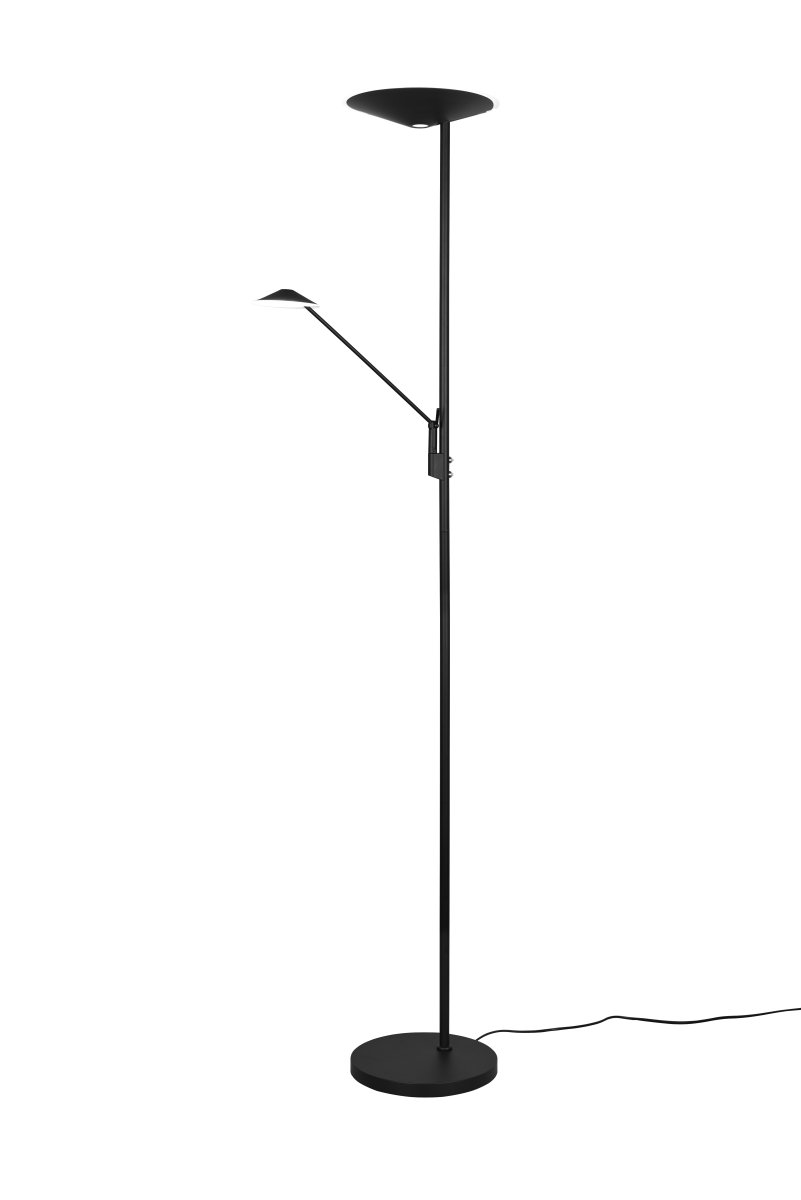 Brantford Schwarz stehlampe Von Trio Lighting - Mit dem integrierten Sensordimmer können Sie Helligkeit und Farbe einfach anpassen, während die Hauptlichtquelle und der Lesearm für eine flexible Beleuchtung separat verwendet werden können.