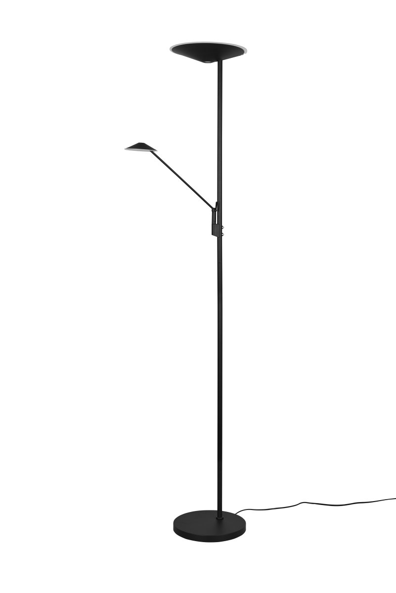 Brantford Schwarz stehlampe Von Trio Lighting - Mit dem integrierten Sensordimmer können Sie Helligkeit und Farbe einfach anpassen, während die Hauptlichtquelle und der Lesearm für eine flexible Beleuchtung separat verwendet werden können.