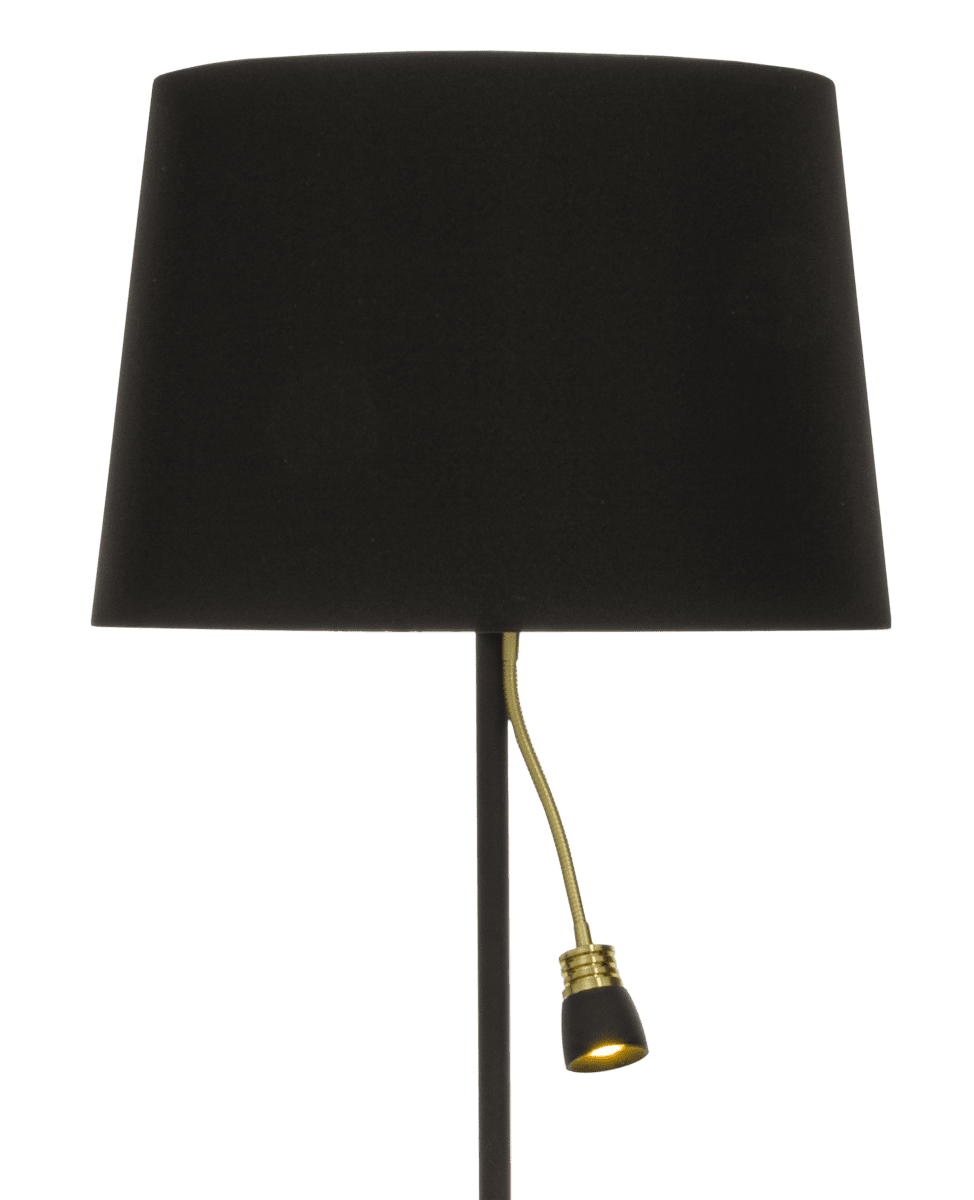 Eketorp Schwarz stehlampe Von Aneta Lighting - 60 W E27-Lichtquelle für den Textilschirm, nicht im Lieferumfang enthalten.