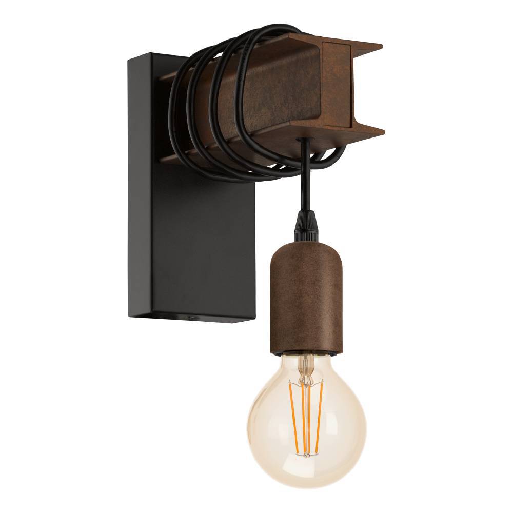 Townshend Braun wandlampe Von Eglo - Das schlichte, aber charmante Design der Lampe passt gleicherma&szlig;en gut in moderne wie auch in l&auml;ndliche Umgebungen und sorgt f&uuml;r eine warme und einladende Atmosph&auml;re.