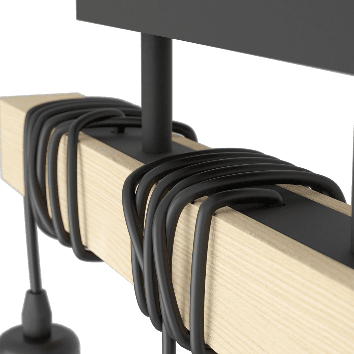 Townshend 55cm Holz deckenleuchte Von Eglo - Die drei Kabel mit E27-Fassungen sind um den Holzbalken gewickelt, sodass Sie die H&ouml;he individuell anpassen und durch Drehen der Kabel Ihren pers&ouml;nlichen Stil zum Ausdruck bringen k&ouml;nnen.