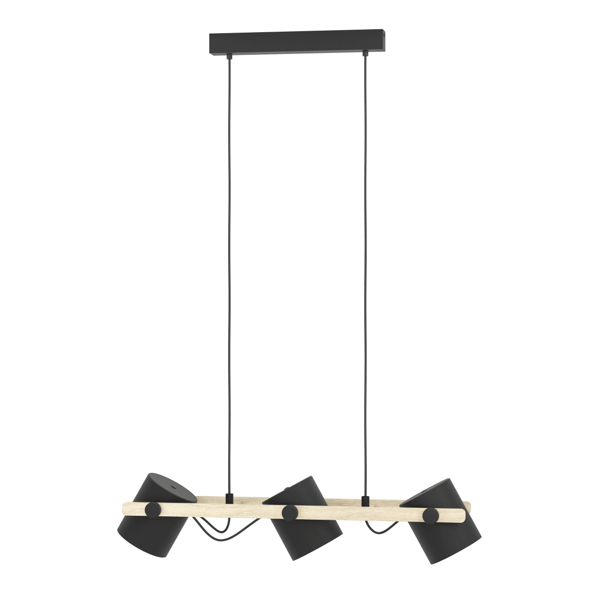 Hornwood 78cm Schwarz hängelampe Von Eglo - Die drei verstellbaren Schirme in Schwarz mit wei&szlig;er Innenseite sorgen f&uuml;r ein effektives und angenehmes Licht, das sich flexibel an Ihre Bed&uuml;rfnisse anpassen l&auml;sst.