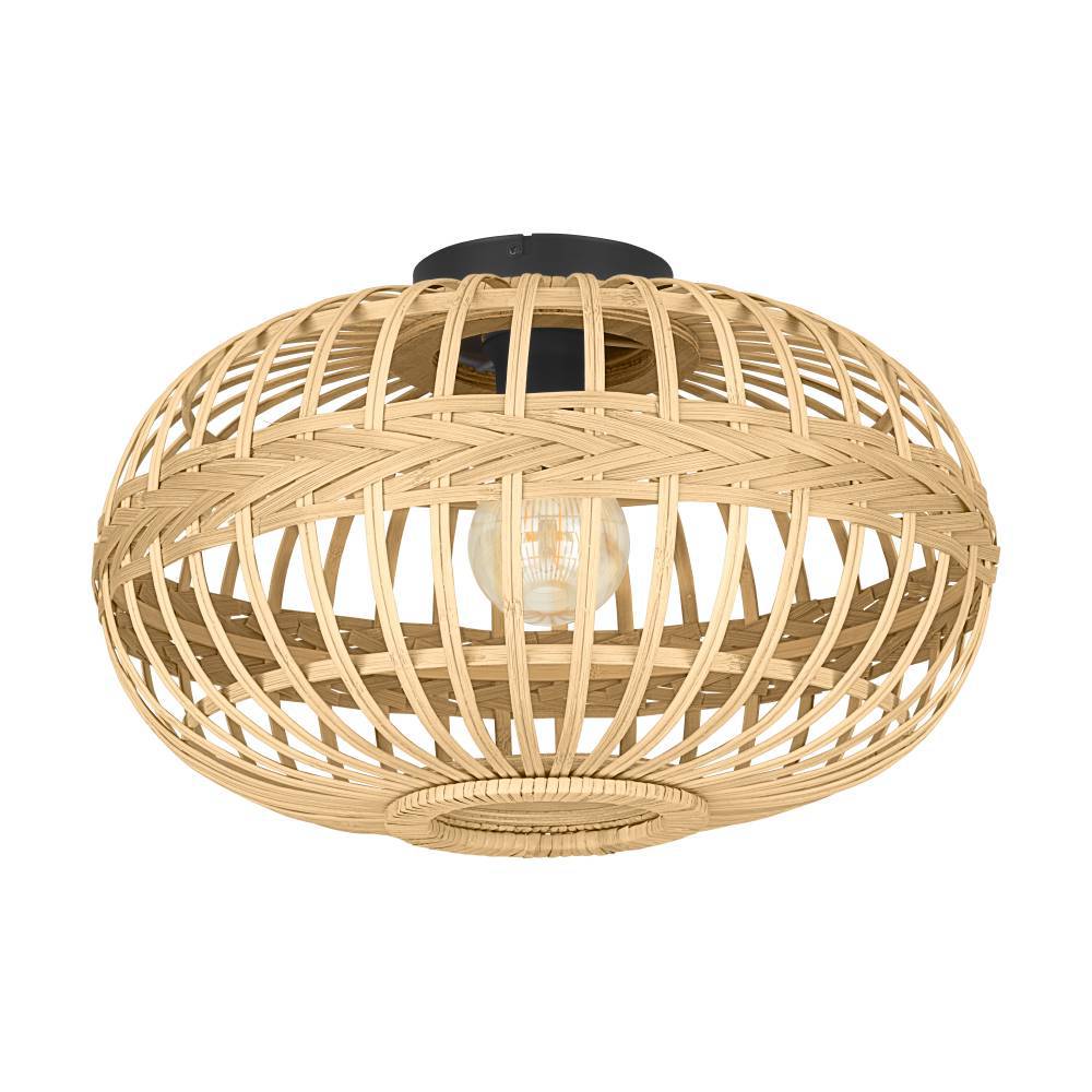 Amsfield Ø45 Natur deckenleuchte Von Eglo - Diese Deckenlampe aus wunderschön geflochtenem Rattan verbreitet ein warmes und natürliches Licht, das eine einladende Atmosphäre im Raum schafft.