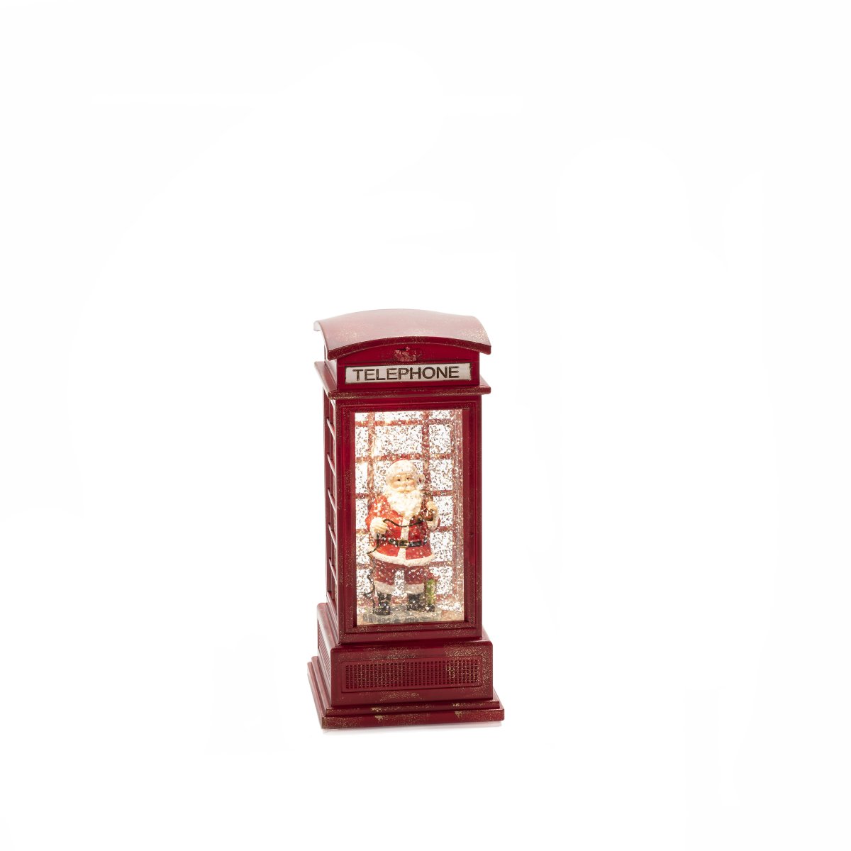 Wassergefüllte Laterne Telefonzelle ROT Von Konstsmide - Die mit Wasser gef&uuml;llte Laterne in Form einer Telefonzelle ist eine stimmungsvolle Weihnachtsdekoration mit einem charmanten Weihnachtsmann in einer klassischen roten Telefonzelle.