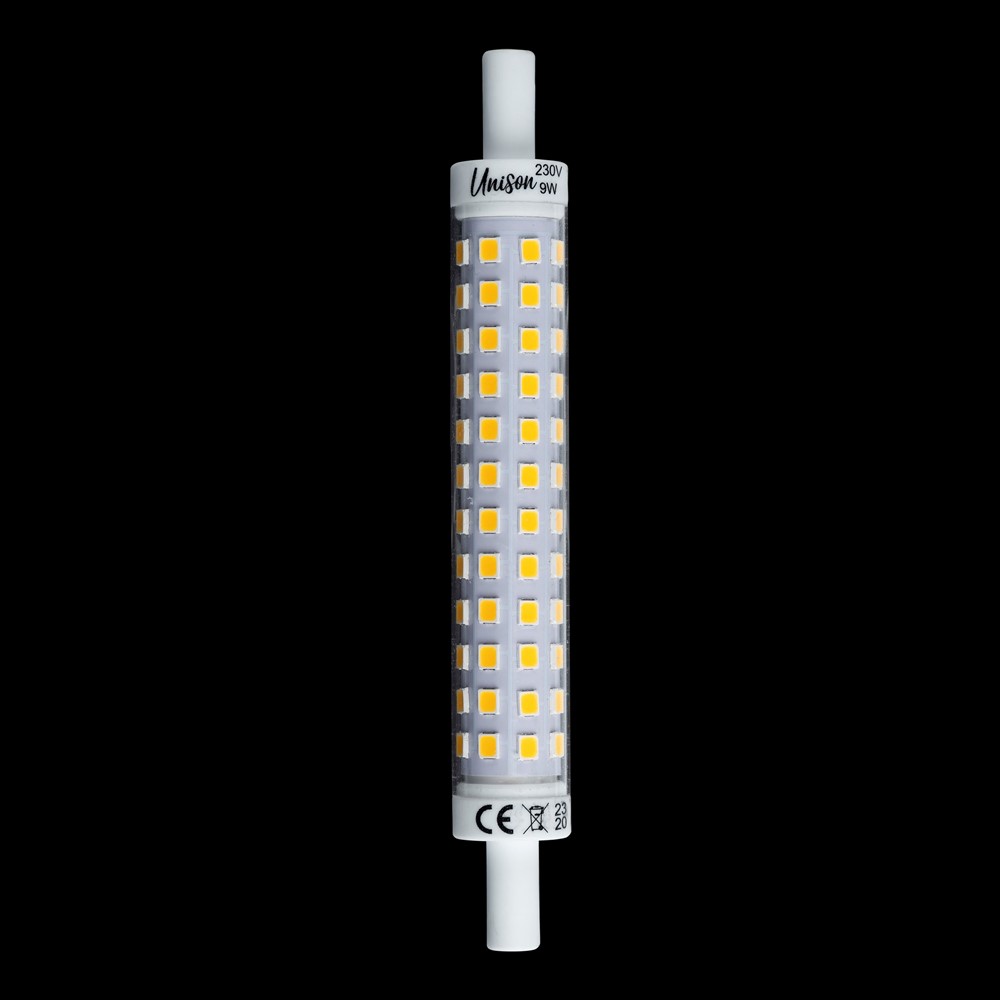 LED R7s 118mm 3000K 9W Weiß Von Unison - Es eignet sich ideal zur Allgemeinbeleuchtung und sorgt für helles und angenehmes Licht bei gleichzeitig geringem Energieverbrauch.