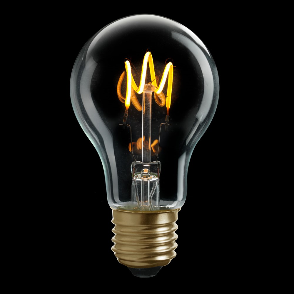 E27 normal 3W 2200K Dimmbar Transparent Von Unison - Die normale, klare dimmbare E27-Lichtquelle von UNI-FLEX mit 3 W Leistung und warmem Licht von 2200 K sorgt f&uuml;r eine elegante und angenehme Beleuchtung.