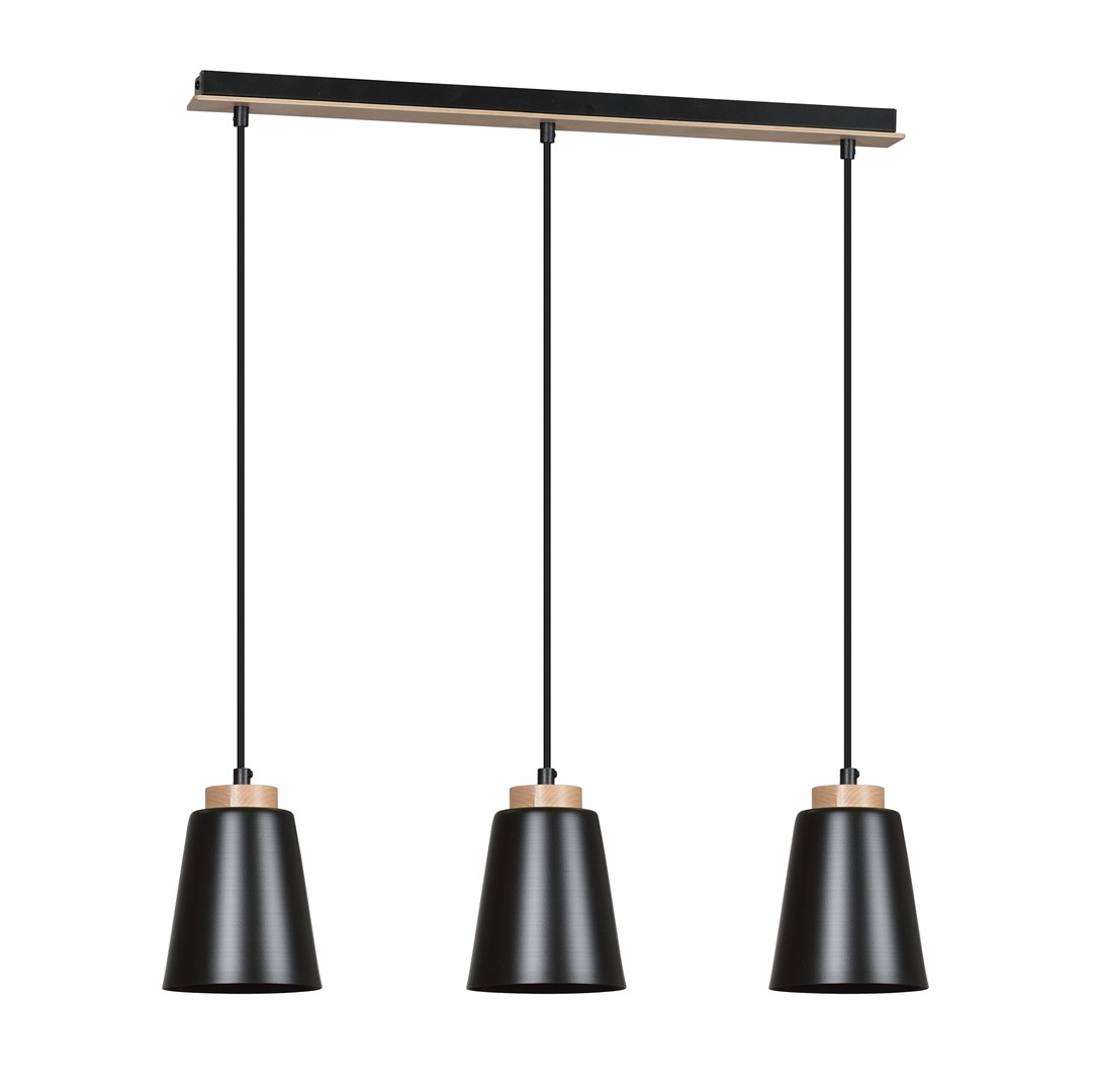 Bolero 66cm Schwarz hängelampe Von Emibig Lighting - Die klassische Kombination aus Metall und Holz verleiht der Lampe einen einzigartigen und unverwechselbaren Charakter.