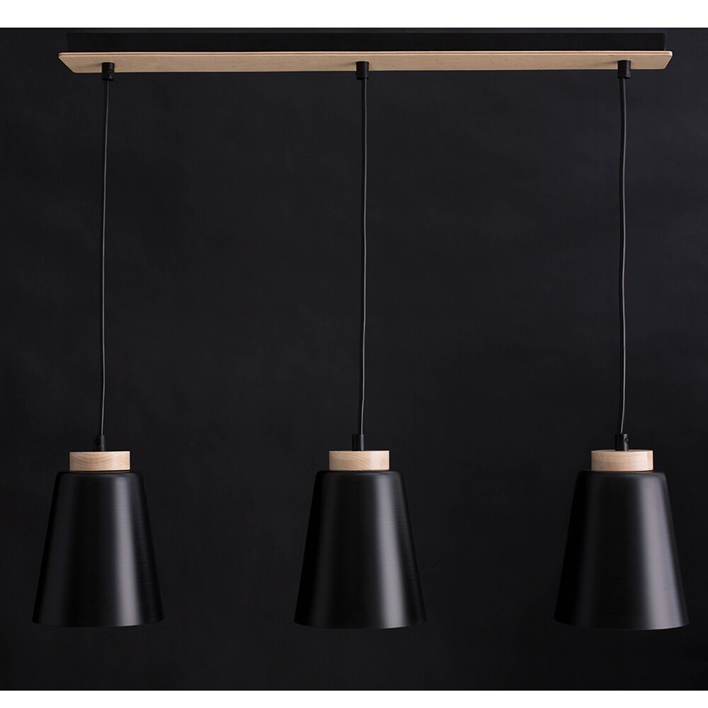 Bolero 66cm Schwarz hängelampe Von Emibig Lighting - Die klassische Kombination aus Metall und Holz verleiht der Lampe einen einzigartigen und unverwechselbaren Charakter.